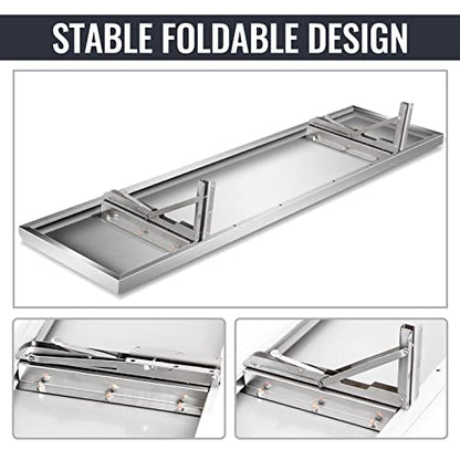 Concession Shelf 72L x 12W Inch, Stainless Steel Drop Down Folding Serving Food Shelf Stand Serving for Concession Windows - size: 72L x 12W