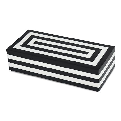 Handicrafts Home Decorative Storage Box 10x4.5 – Remote Control Holder, Jewelry Organizer, Modern Decorative Box with Lid, Boho Chic Home Décor Accent, Vintage Memory Box for Living Room Shelf Décor - color: Concentric, size: 10 x 4.5 x 2.5 Inches
