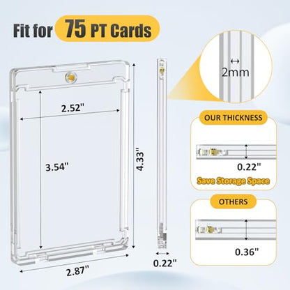 15 Packs 75pt Magnetic Card Holders for Trading Cards | 0.22" Slim Profile, U-V Protection, 2 Strong Magnets, Hard Plastic, for Sports Game Collector Display Storage - size: 15 Packs