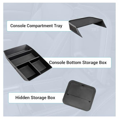 Center Console Organizer Compatible with 2024-2026 Chevy Traverse Accessories, Divider Compartment Tray＆Console Bottom Storage Box＆Armrest Hidden Insert Tray (Not fit 2024 Traverse Limited) - size: Center Console Organizer Set (3PC)