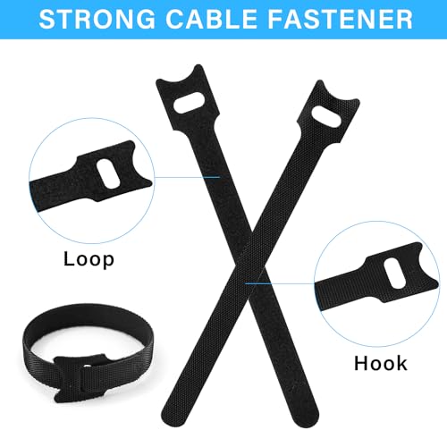 100pcs Reusable Cable Ties - Hook and Loop Straps for Cable Management - Adjustable Cord Organizer & Wire Ties for Electronics, Home, Office & Desk - 4 Sizes (8/6/5/4 Inch) - style: 8+6+5+4 Inch