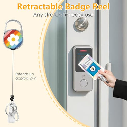 Inspirational Quote Badge Holder with Lanyard, Funny ID Badge Holder with Retractable Reel Clip and Keychain, Vertical Identity Card Cover Case Protector Gift for Women Nurse Teacher - color: Inspirational Quote-multicolor