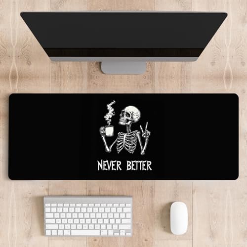 Mousepad Desk Mat Gaming Large Keyboard Cute Office Desktop Computer Laptop XXL Long Big Kawaii Aesthetic Girly Pretty Design Women Girl Gamer Oversized Wide 30x12'' Mousepad, Skeleton Coffee - color: Skeleton Coffee