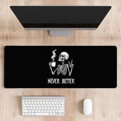 Mousepad Desk Mat Gaming Large Keyboard Cute Office Desktop Computer Laptop XXL Long Big Kawaii Aesthetic Girly Pretty Design Women Girl Gamer Oversized Wide 30x12'' Mousepad, Skeleton Coffee - color: Skeleton Coffee
