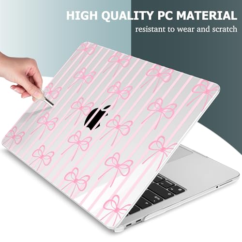 Mektron Case for 2026 MacBook Neo 13-inch A18 Pro chip A3404 Laptop Cover with 13-inch (Diagonal) Liquid Retina Display+ Keyboard Cover+ Screen Protector, Bowknots Pink Striped - color: Bowknots Pink Striped