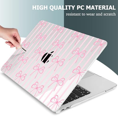 Mektron Case for 2026 MacBook Neo 13-inch A18 Pro chip A3404 Laptop Cover with 13-inch (Diagonal) Liquid Retina Display+ Keyboard Cover+ Screen Protector, Bowknots Pink Striped - color: Bowknots Pink Striped