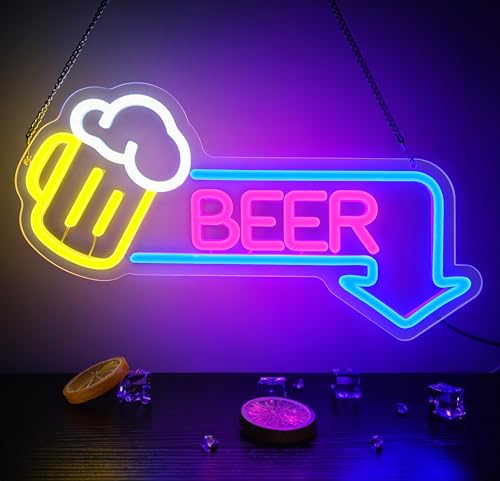 Beer Neon Signs Led Beer Neon Sign for Wall Decor Dimmable Bar Led Sign Neon Sign for Man Cave Bedroom Home Bar Shop Pub Bistro Party Game Room Decor Gifts - color: beer