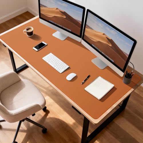 Leather Desk Pad Protector, Office Desk Mat, Large Mouse Pad, Non-Slip PU Leather Desk Blotter, Waterproof Computer Desk Writing Pad for Office and Home (Brown, 47.2" x 23.6") - color: Brown, size: 47.2" x 23.6"
