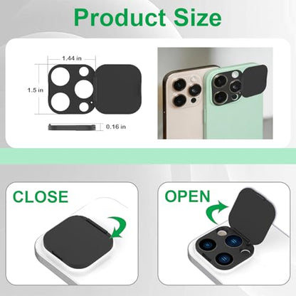 Camera Lens Cover Compatible for Phone 16 Pro/16 Pro Max/15 Pro/15 Pro Max/14 Pro/ 14 Pro Max Privacy and Security Protector, Strong Adhesive, Black (2 Pack)