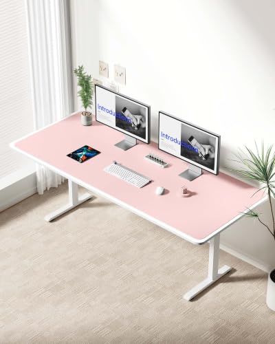 YSAGi Leather Desk Protector, Office Mat, Large Mouse Mat, Non-Slip PU Leather Blotter, Laptop Desk Mat, Waterproof Writing Pad for Office and Home(Light Pink, 63" x 24") - color: Light Pink, size: 63" x 24"