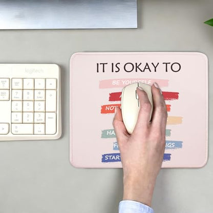 Mouse Pad for Desk with Stitched Edge, Premium Cute Washable Mouse Pads. Computer Mousepad with Non-Slip Rubber Base, Mousepads for Laptop, 9.25x7.75x0.12 inch (It's OK) - color: It's OK
