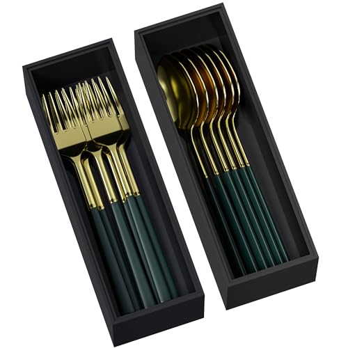 Kitchen Drawer Organizer Bins, Black Bamboo Drawer Organizer Stackable for Silverware, Utensils, Cutlery, Flatware, Junk Drawer, Dresser, Bathroom, 9" x 3" x 2.5" (Set of 2) - color: Black, size: 9 x 3 x 2.5 Inch