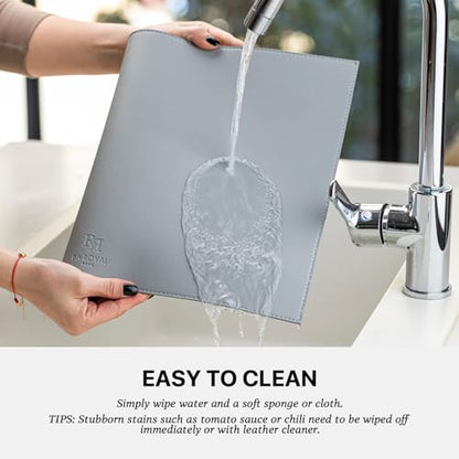 Baroyal Faux Leather Placemats Set of 6 Vinyl Washable Wipeable Table Mats for Kitchen Dining Table Heat Resistant Waterproof Modern Indoor/Outdoor Placemats Non-Slip Easy Clean Place Mats (Gray) - color: B-gray