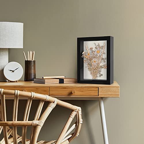 Americanflat 8x10 Shadow Box Frame with Shatter-Resistant Glass - Silhouette Collection - Large Shadow Box Display Case for Tabletop and Wall Display - Black with Soft Felt Back - color: Black, size: 8x10