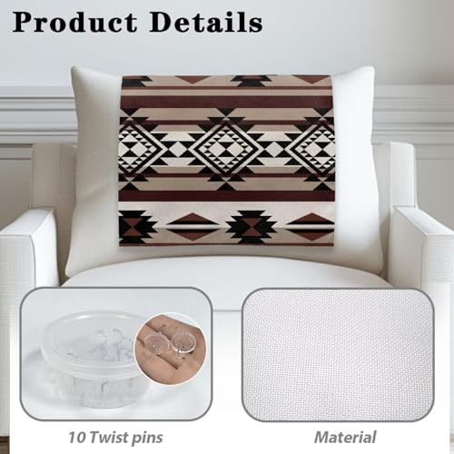 Aztec Recliner Headrest Cover Brown Headrest Covers for Recliners Wrinkle Resistant Recliner Sofa Head Rest Covers Protector for Recliner Leather Sofa Couch 2 Pcs - color: Aztec Brown