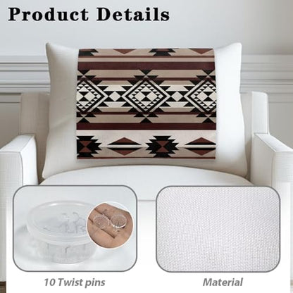 Aztec Recliner Headrest Cover Brown Headrest Covers for Recliners Wrinkle Resistant Recliner Sofa Head Rest Covers Protector for Recliner Leather Sofa Couch 2 Pcs - color: Aztec Brown