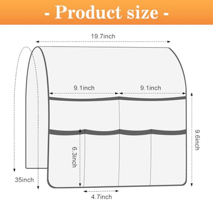 Sofa Armrest Organizer Arm Chair Caddy for Recliner, Remote Control Holder for Recliner, Non-Slip Armchair Caddy with 6 Pockets Storage for Magazine, Tablet, Phone, Beige
