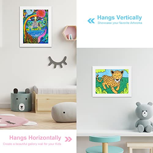 [2-Pack] Kids Art Frames, 8.5x11 Front Opening Kids Artwork Frames Changeable, White Artwork Display Storage Frame for Wall, Holds 50 Pcs, for 3D Picture, Crafts, Hanging Art, Portfolio - color: White, size: 8.5x11"