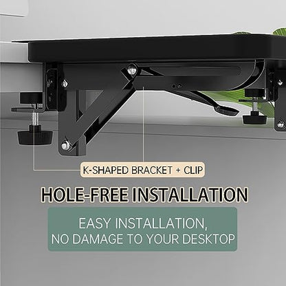 OUGIC Ergonomic Desk Extension Tray, 30 x 15 cm, Clamp Without Perforation, Foldable Keyboard Drawer Tray, Wrist Rest, Computer Stand, 15cm*30cm - color: Carbon, size: 15cm*30cm