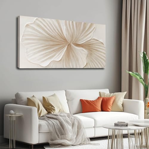 WINKAILIN White and Gold wall Art Abstract Floral Painting Modern 24x48 Artwork Minimalist Canvas for Bedroom Living Room Office Home Decoration - color: White and Gold, size: 48"L x 24"W