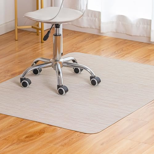 Baroyal Office Chair Mat for Hardwood Floor Under Desk Computer Rolling Chair Mat for Wood/Tile Floor Non-Slip Heavy Duty Desk Rug PVC Plastic Hard Floor Protector 48" x 60" (Parchment) - color: Parchment, size: 48" x 60"