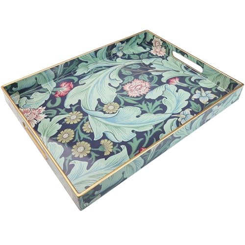 Spsyrine Serving Tray with Handles, Plastic Decorative Tray for Coffee Table, Living Room, Home Decor, Leicester - color: Multi F