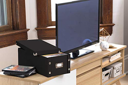 Snap-N-Store DVD Storage Box - Durable Disc Holder with Lid to Store for Discs (1 Pack - DVD, Black)
