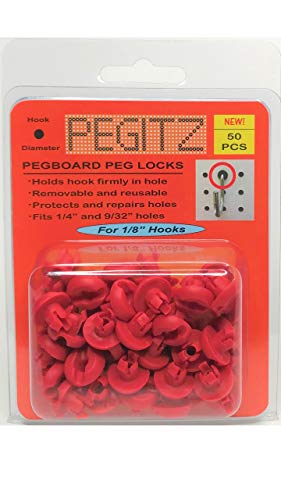 Pegboard Peg Locks 50PCS (1/8 inch, Red) - color: Red, size: 1/8 Inch