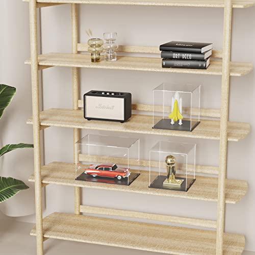 SVENJBB Acrylic Display Case, 10x10x14 Inch Cube Acrylic Boxes for Display, Clear Display Cases with Matte Black Base and Lid for Collectibles and Figures