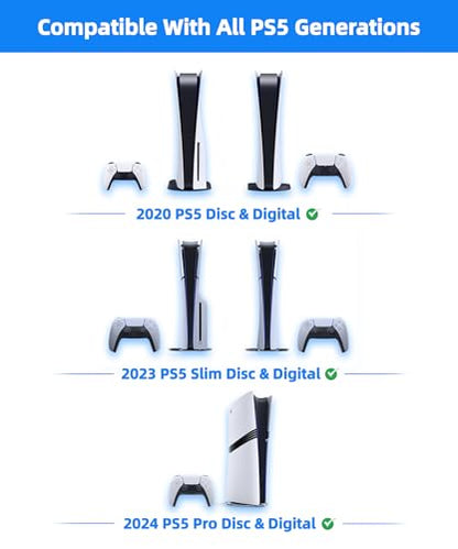 PS5 Wall Mount Aluminum Alloy Compatible with All PS5 Generations Holds Two Controllers Unimpeded Heat Dissipation Ps5 Accessories Universal for Living Room and Bedroom (Silver) - color: Silver