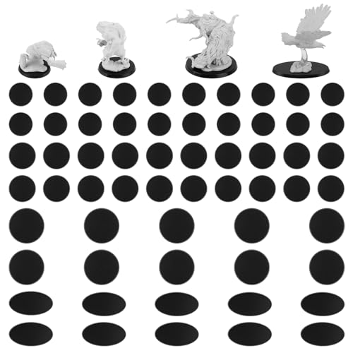 SIXPOINTS 60 Pieces Acrylic Miniature Bases,40/50/60/75X42mm Model Bases 4mm/0.16inch Thick Circular Figure Display Stands Compatible with Gaming Miniatures or Wargames Role Playing Board Game Figure Toy (60PCS-40/50/60/75X42mm-black) - color: 60PCS-40/50
