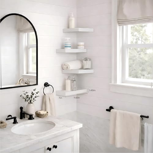 Floating Shelves Set of 2,11.8 Inches Small Wall Shelves for Living Room Bathroom Kitchen and Bedroom,White - color: White, size: 11.8''