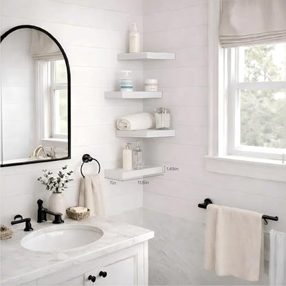Floating Shelves Set of 2,11.8 Inches Small Wall Shelves for Living Room Bathroom Kitchen and Bedroom,White - color: White, size: 11.8''
