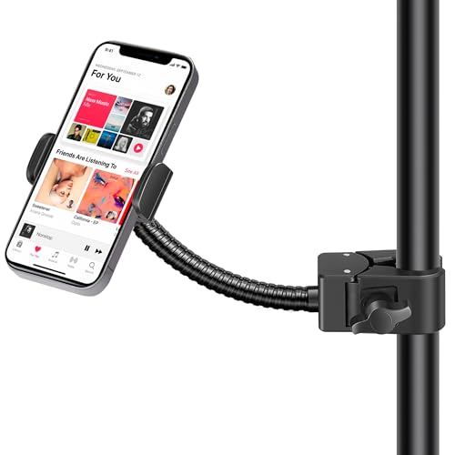 InnoGear Mic Stand Phone Holder, Flexible Gooseneck Mount Clamp for Microphone Boom Arm Tube Pipes Music Accessories for iPhone 16 15 14 13 12 MAX Pro Samsung Galaxy All Smartphones - size: Compact