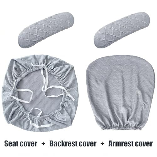 Stretch Jacquard Office Chair Cover with Armrest Covers, Removable Washable Desk Chair Cover, Anti-dust Seat Cushion Protectors -Seat + Backrest, Grey - color: Grey, size: Chair Seat + Backrest + Armrest Cover