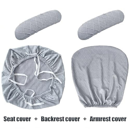 Stretch Jacquard Office Chair Cover with Armrest Covers, Removable Washable Desk Chair Cover, Anti-dust Seat Cushion Protectors -Seat + Backrest, Grey - color: Grey, size: Chair Seat + Backrest + Armrest Cover