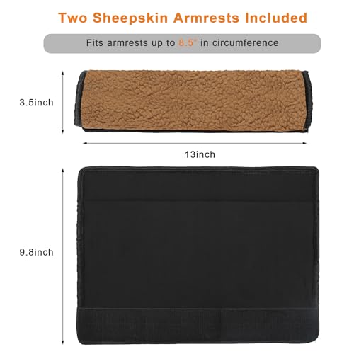 AHIER Wheelchair Armrest Pads, 2PCS Sheepskin Fleece Wheelchair Armrest Covers, Non Slip Arm Rest Cover Cushion pad for Wheelchairs (Brown) - color: Brown