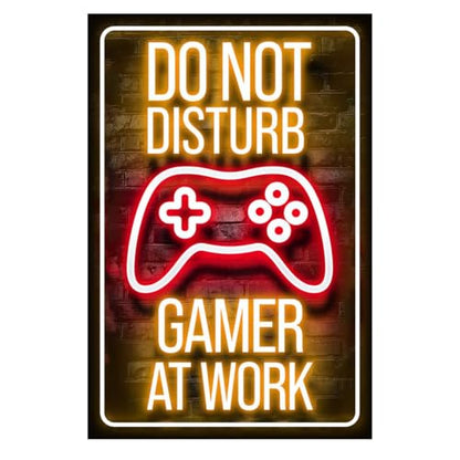 12×8 Inch Neon Aluminum Gamer Sign Boys Teen Room Accents | retro merch,video novelties,arcade collectibles,male posters,hobby trinkets - color: PM321002, size: 12" x 8"