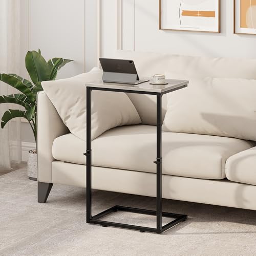 Vagusicc C Shaped End Table for Couch, 33.2'' Extra Tall C Table Adjustable Height Side Table, Small Side Table for Small Spaces, Couch Tables that Slide Under, Tv Tray Table for Living Room, Greige - color: Greige (1 Pack), style: Ordinary