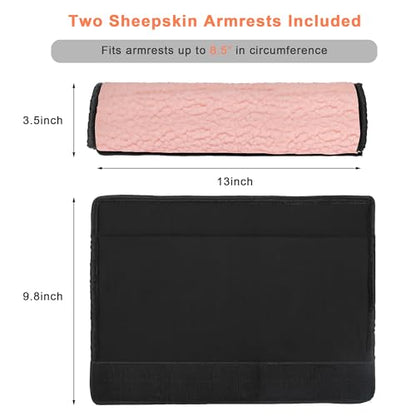AHIER Wheelchair Armrest Pads, 2PCS Sheepskin Fleece Wheelchair Armrest Covers, Non Slip Arm Rest Cover Cushion pad for Wheelchairs (Pink) - color: Pink