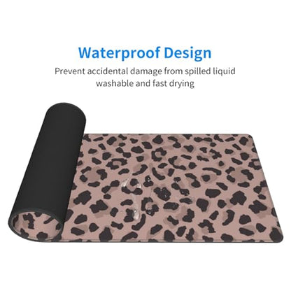 Brown Leopard Mouse Pad Large Gaming Mousepad Non-Slip Rubber Base Keyboard Mouse Mat for Laptop Keyboard Desktop 31.5 x 11.8 inch - color: Brown Leopard