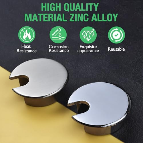 EASYEAH 2 Pcs Desk Grommet 1-3/8" / 35 mm, Desk Cord Hole Cover, Cable Grommet Metal Zinc Alloy Materilal, Desk Hole Grommet for Home & Office Pc, Detachable Cable Cord Organizer-Brushed Silver - color: Brushed Silver 2pcs, size: 1-3/8" / 35 mm