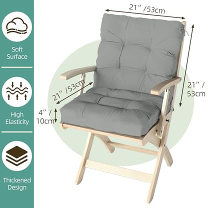 Outdoor Chair Cushions Set of 2, 42x21x4 Inch Patio Cushion for Dining/Rocking Chairs, High Back Soft Seat Pad with Ties, Indoor Outside Use, Fade-Resistant & Waterproof, Gray - color: Gray