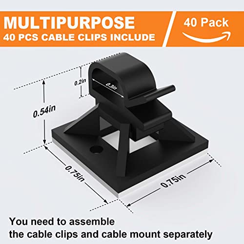 140 Pack 3/4" Zip Tie Adhesive Mounts Self Adhesive Cable Base Holders with Multi-Purpose Tie wire clips with screw hole,Anchor stick on wire holder,Black - color: 140 Pack 3/4“ Black