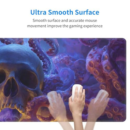 Skull Mouse Pad Extended Large Gaming Mouse Pad XL Stitched Edges for Gamer Home Office 31.5 X 11.8 Inch - color: Skull