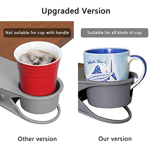 Dirza Clip On Cup Holder for Office Chair Table Desk Side to Hold Coffee Water Drink Beverage Soda Tea Grey - color: Grey