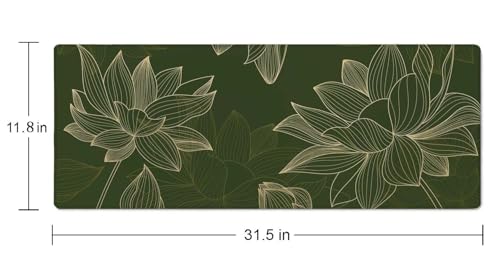 Floral Desk Pad Green Large Mouse Pad Gaming Mousepad Extended XL Keyboard Pad 31.5 x 11.8 in Laptop Computer Mouse Keyboard Mat for Office Desk Decor - color: Green Floral
