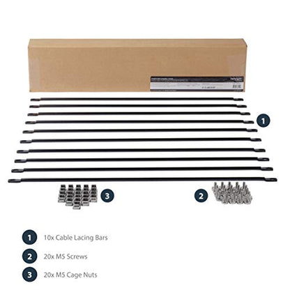 StarTech 10-Pack Horizontal Cable Lacing Bar, 19in Rack, TAA (CMLB10) - style: 0" Offset 10-pk