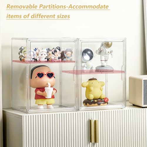 Acrylic Display Case, 2 Layer Clear Figure Display Cases for Collectibles with Magnetic Door, Acrylic Box with Movable Dividers 1 Pack - size: Large 1 pack