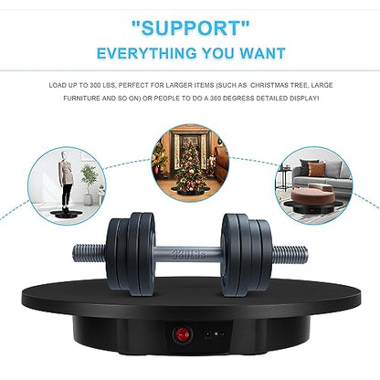 Motorized Rotating Display Stand, Remote Control Rotating Display Stand, 360 Degree Mute 330 Lbs Load Electric Rotating Platform for Photography Products, Live Video Show, Angle Speed, Wired